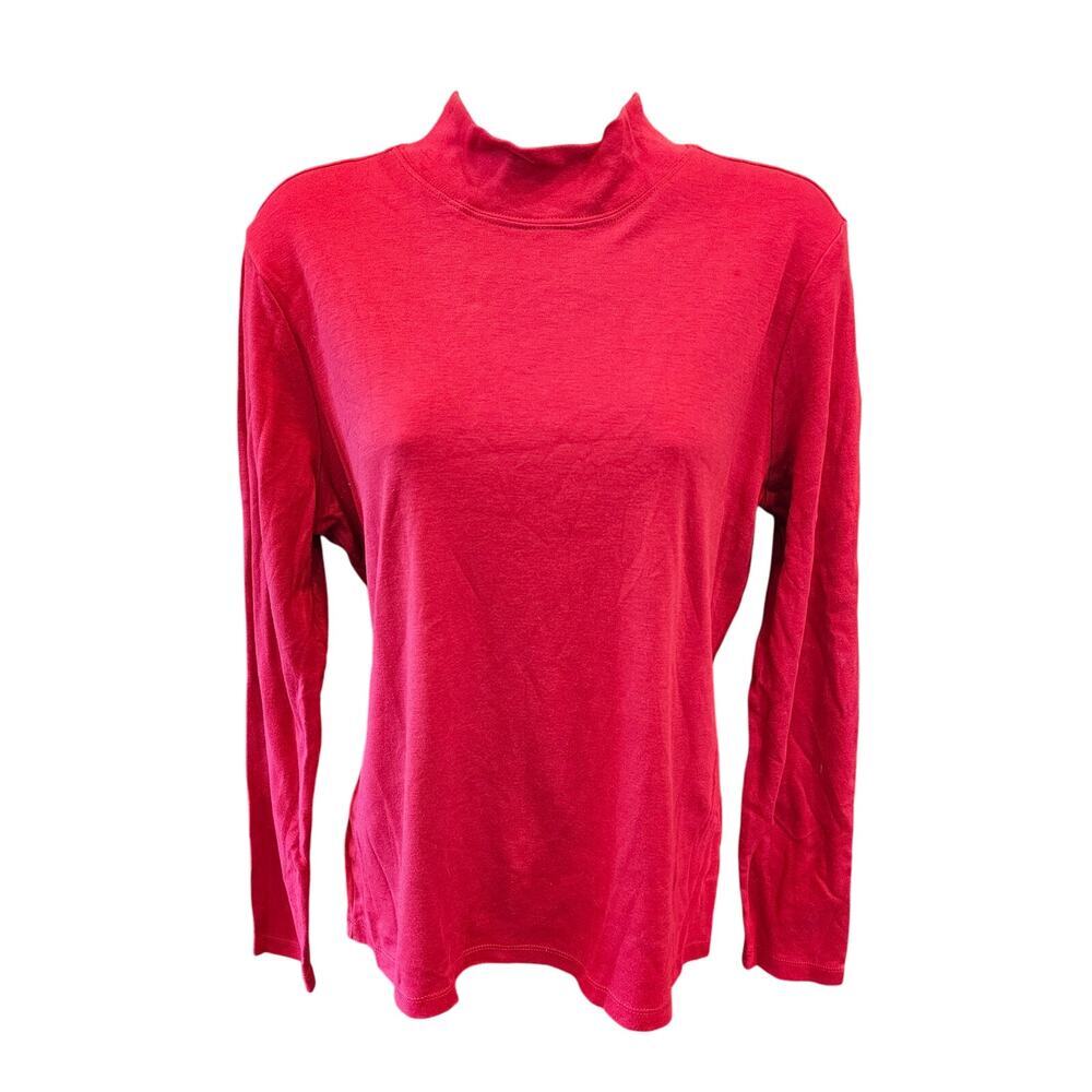 Vintage ll bean iconic high turtleneck red pima supima cotton M minimalist +